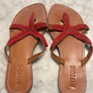Mystique Boutique Red Starfish Beaded Sandals